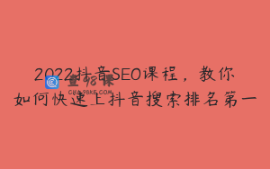2022抖音SEO课程，教你如何快速上抖音搜索排名第一