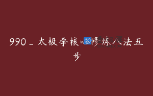 990_太极拳核心修炼八法五步
