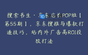 搜索书生·京东店长POP班【第55期】,京东搜推与爆款打造技巧,站内外广告高ROI投放打法