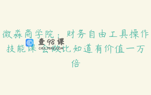 微淼商学院:财务自由工具操作技能课 会做比知道有价值一万倍