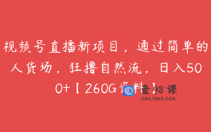 视频号直播新项目，通过简单的人货场，狂撸自然流，日入500+【260G资料】