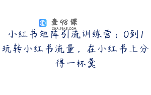 小红书矩阵引流训练营：0到1玩转小红书流量，在小红书上分得一杯羹
