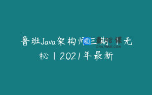 鲁班Java架构师三期 |无秘|2021年最新
