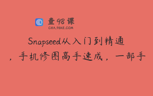 Snapseed从入门到精通，手机修图高手速成，一部手