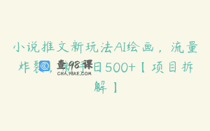 小说推文新玩法AI绘画，流量炸裂，新手日500+【项目拆解】