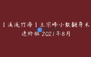 【溪流竹海】王宗峰小散翻身术进阶班 2021年8月