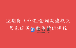 LZ期货(外汇)全周期波段交易系统实战教学精讲课程