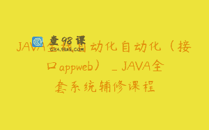 JAVA全栈自动化自动化（接口appweb）_JAVA全套系统辅修课程