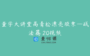 量学大讲堂高青松漂亮股票—战法篇 20视频