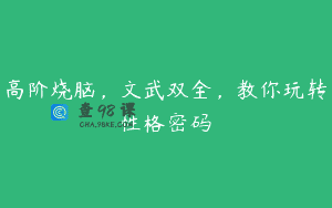 高阶烧脑，文武双全，教你玩转性格密码