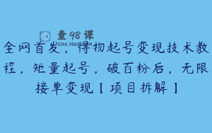 全网首发，得物起号变现技术教程，矩量起号，破百粉后，无限接单变现【项目拆解】