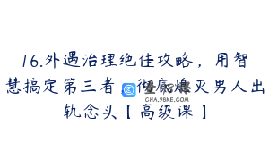 16.外遇治理绝佳攻略，用智慧搞定第三者，彻底熄灭男人出轨念头【高级课】