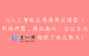 AI人工智能应用通用实操营（职场神器_模拟面试_会议生成_创业者_超级个体总教头）