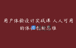 用户体验设计实战课 人人可用的体验创新思维