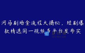 河马剧场全流程大揭秘，短剧爆款精选同一视频多平台发布实