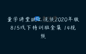 量学讲堂姚工视频2020年版815线下特训班全集 14视频