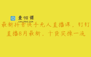 最新抖音快手无人直播课，钉钉直播8月最新，干货实操一流