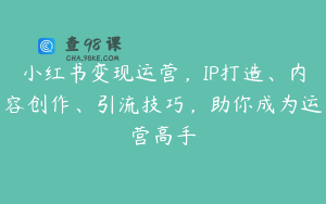小红书变现运营，IP打造、内容创作、引流技巧，助你成为运营高手