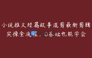小说推文短篇故事混剪最新剪辑实操全流程，0基础也能学会