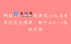 阿静小红书电商课程,小红书电商运营实操课，新手从0~1落地实操