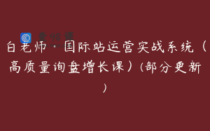 白老师·国际站运营实战系统（高质量询盘增长课）(部分更新)