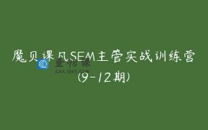 魔贝课凡SEM主管实战训练营(9-12期)