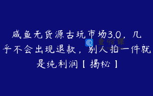 咸鱼无货源古玩市场3.0，几乎不会出现退款，别人拍一件就是纯利润【揭秘】