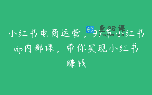 小红书电商运营，97节小红书vip内部课，带你实现小红书赚钱