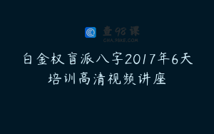 白金权盲派八字2017年6天培训高清视频讲座