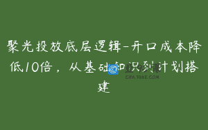 聚光投放底层逻辑-开口成本降低10倍，从基础知识到计划搭建