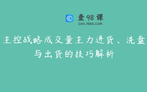 主控战略成交量主力进货、洗盘与出货的技巧解析