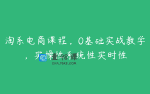 淘系电商课程，0基础实战教学，实操性系统性实时性