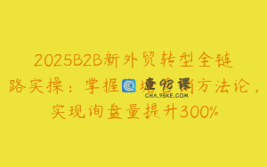 2025B2B新外贸转型全链路实操：掌握渔塘营销方法论，实现询盘量提升300%