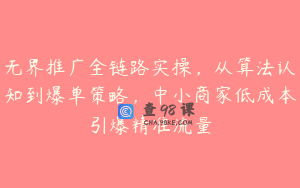 无界推广全链路实操，从算法认知到爆单策略，中小商家低成本引爆精准流量