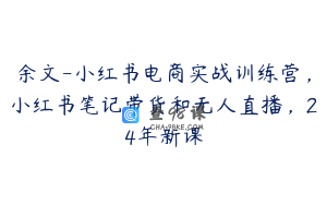 余文-小红书电商实战训练营，小红书笔记带货和无人直播，24年新课