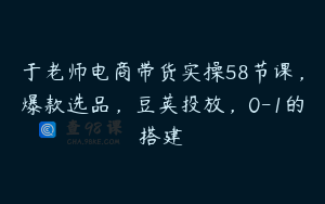 于老师电商带货实操58节课，爆款选品，豆荚投放，0-1的搭建
