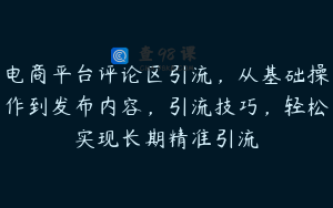 电商平台评论区引流,从基础操作到发布内容,引流技巧,轻松实现长期精准引流