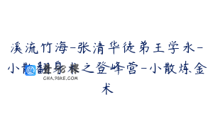溪流竹海-张清华徒弟王学永-小散翻身术之登峰营-小散炼金术