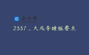 2337_大成拳睡桩要点