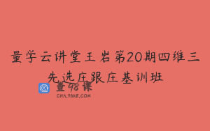 量学云讲堂王岩第20期四维三先选庄跟庄基训班