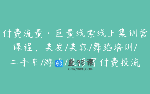 付费流量·巨量线索线上集训营课程,美发/美容/舞蹈培训/二手车/游戏/装修等付费投流