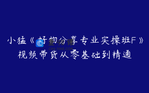 小猛《好物分享专业实操班F》视频带货从零基础到精通