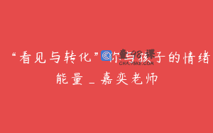 “看见与转化”你与孩子的情绪能量_嘉奕老师