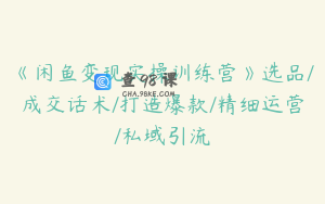 《闲鱼变现实操训练营》选品/成交话术/打造爆款/精细运营/私域引流