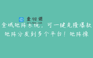 全域矩阵系统，可一键克隆爆款矩阵分发到多个平台！矩阵操