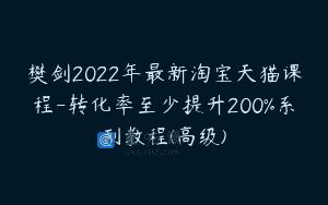 樊剑2022年最新淘宝天猫课程-转化率至少提升200%系列教程(高级)