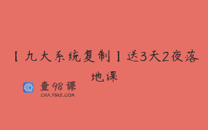 【九大系统复制】送3天2夜落地课