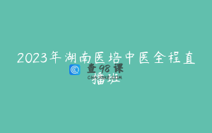 2023年湖南医培中医全程直播班