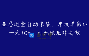 亚马逊全自动采集，单机单窗口一天10+，可无限矩阵去做