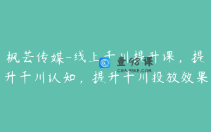枫芸传媒-线上千川提升课，提升千川认知，提升千川投放效果